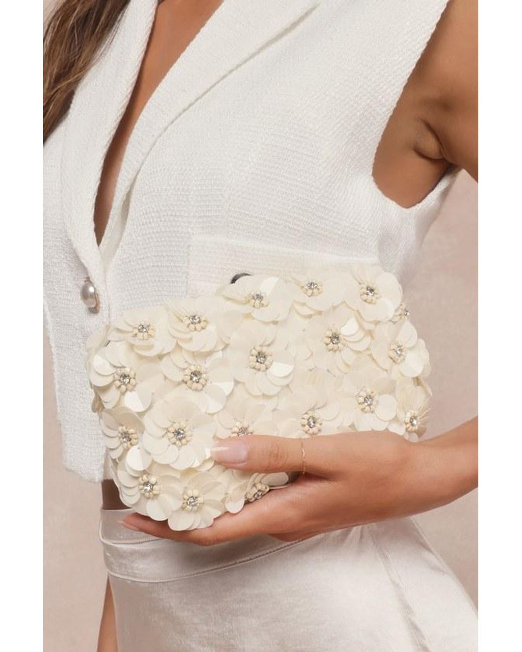 Lulus Natural Blooming Addition Sequin Rhinestone Box Clutch