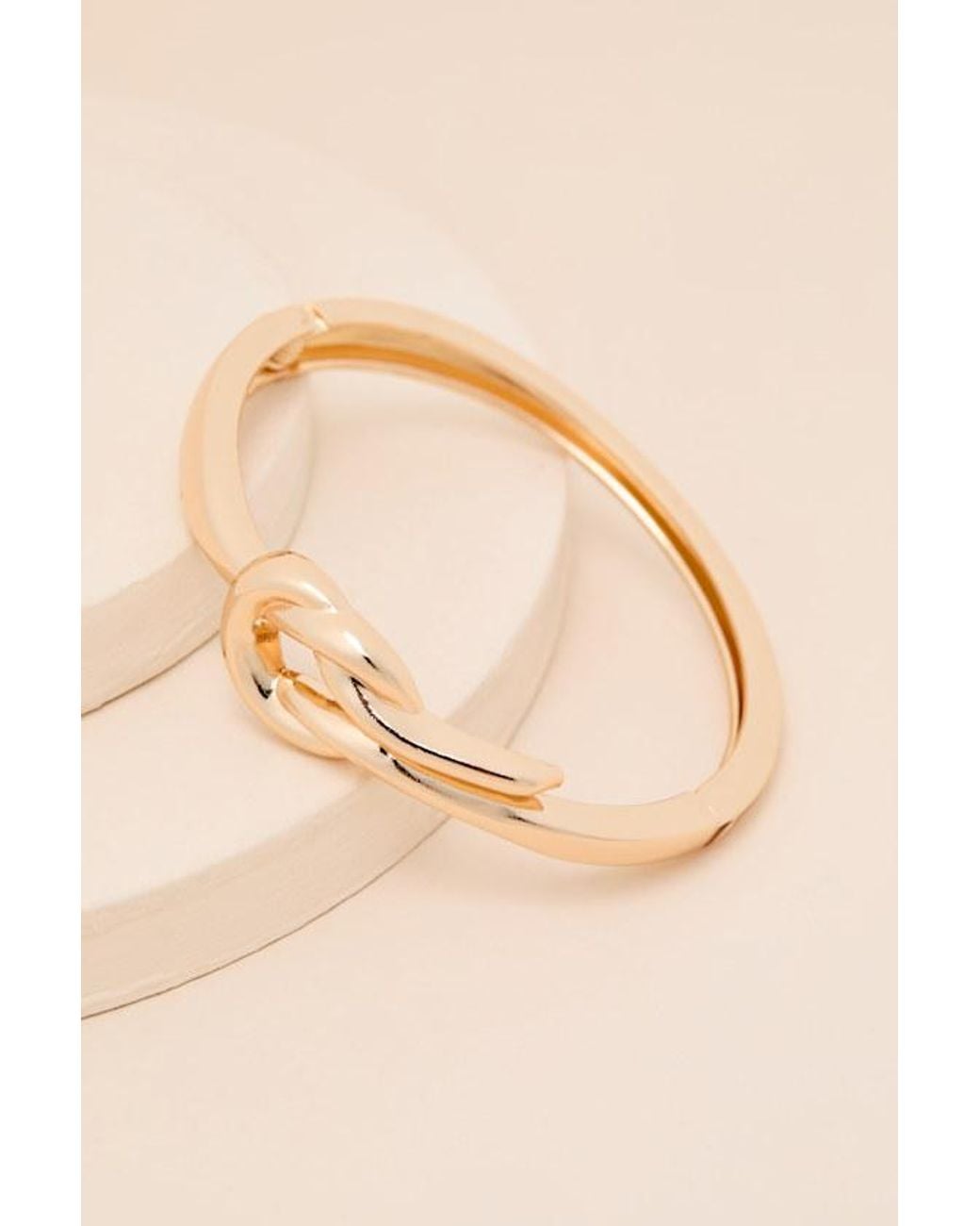 Lulus Natural Clover Knotted Hinged Bangle Bracelet