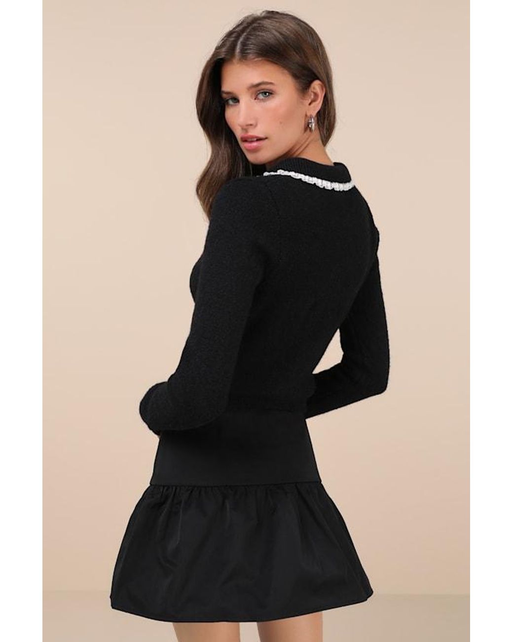 Motel Black Rantifu Button-Front Mini Skirt