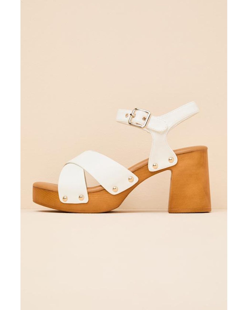 Lulus Natural Yanni Wooden Platform Ankle Strap Sandals
