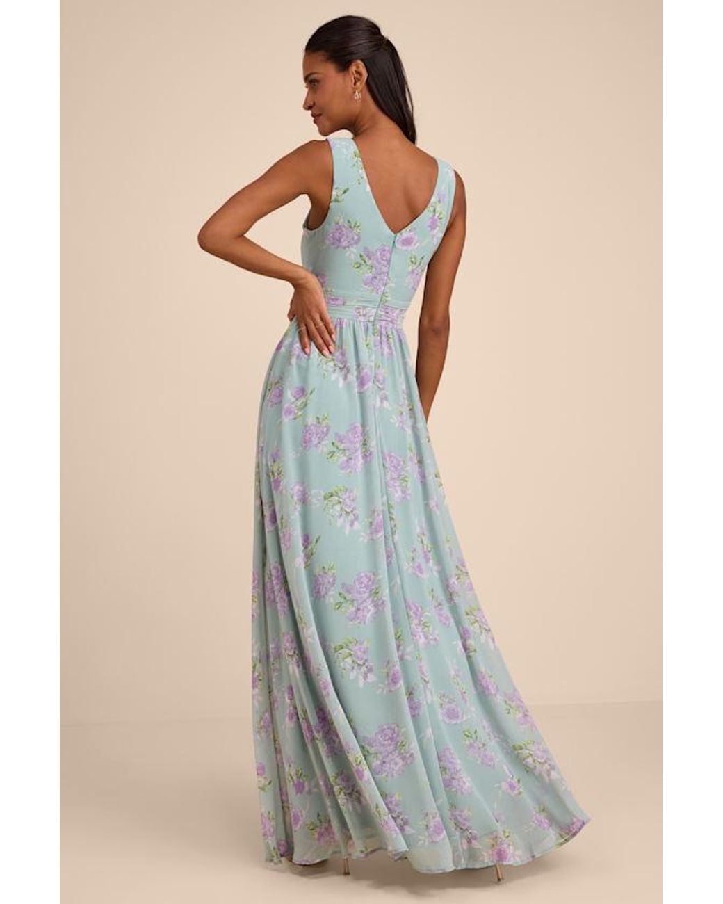 Lulus Green Heavenly Hues Sage Floral Surplice Maxi Dress