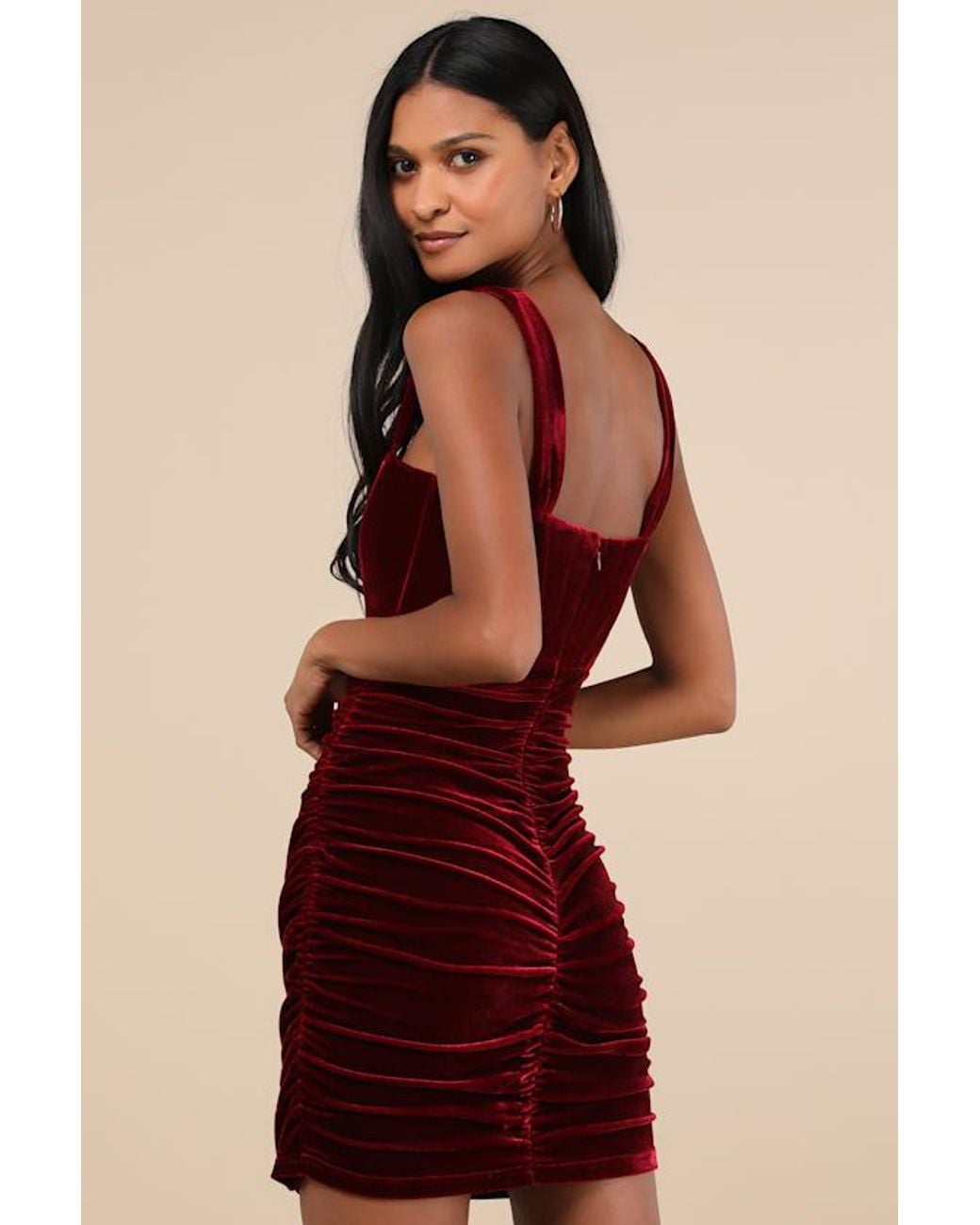 Lulus Red Opulent Mood Velvet Bustier Mini Dress