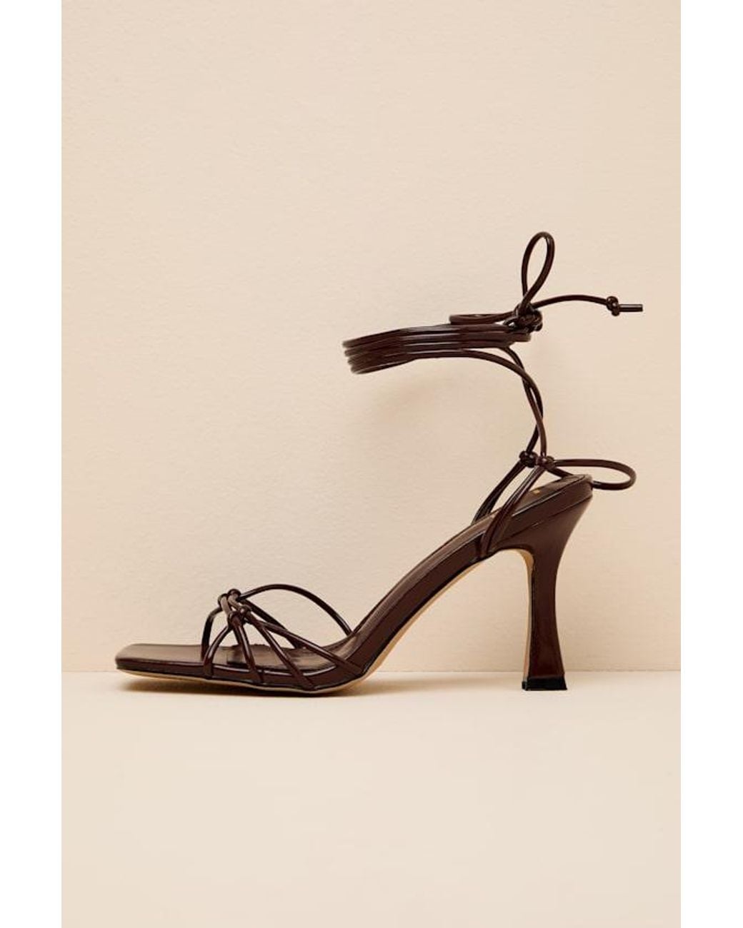 Lulus Brown Anka Oxblood Strappy Lace-Up High Heel Sandals