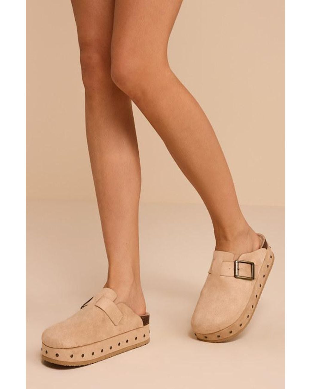 Madden Girl Natural Lunaa Suede Platform Clogs
