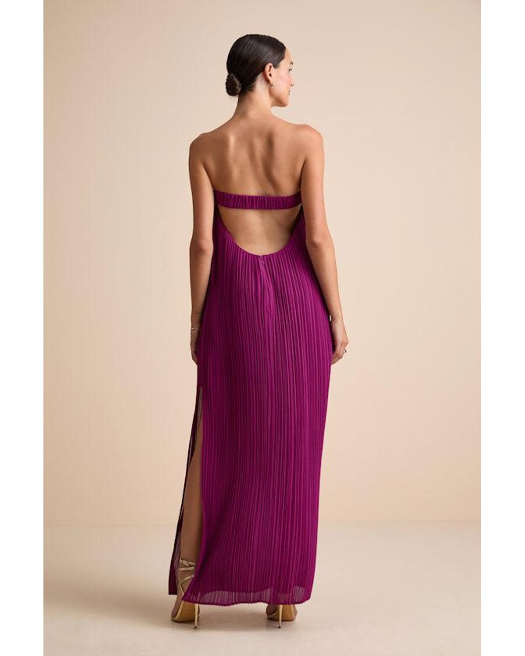 Lulus Purple Yamuna Pleated Strapless Maxi Dress