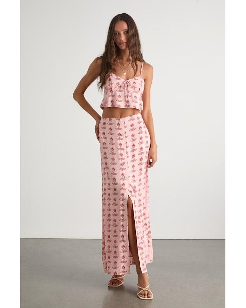 Lulus Pink Chel Boho Print Tie-Front Cami Top