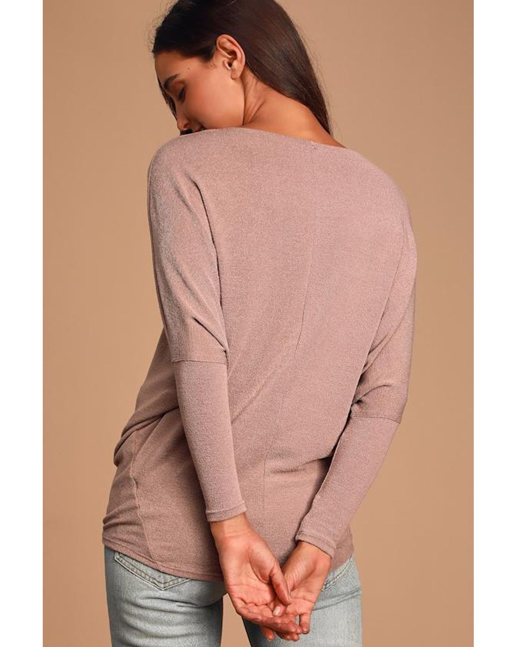 Lulus Basics Brown Verla Rusty Rose Dolman Sleeve Sweater Top