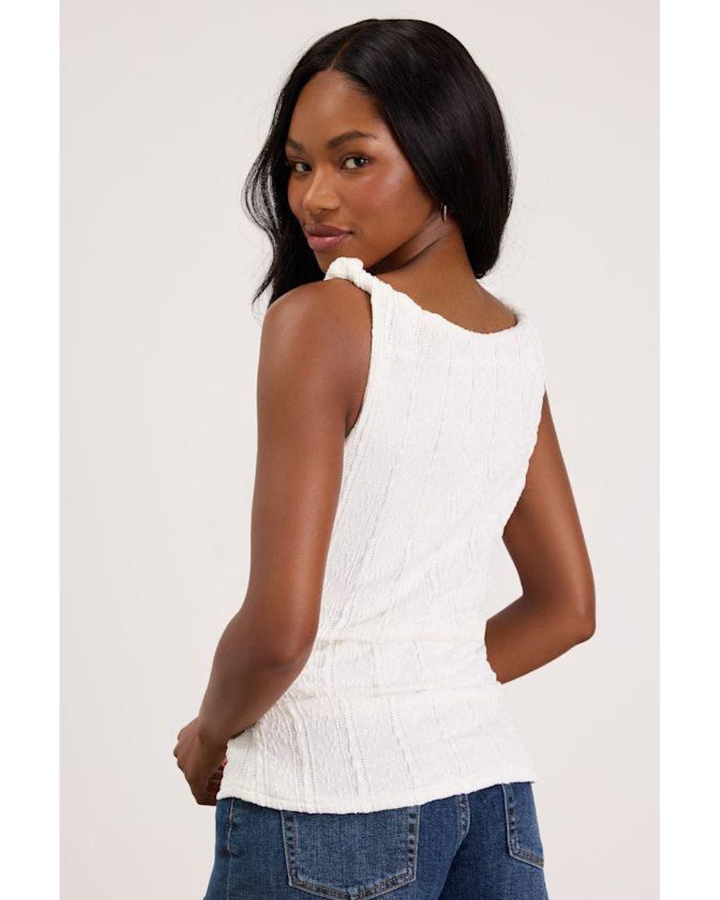 Lulus White Roan Lace Twist Strap Tank Top