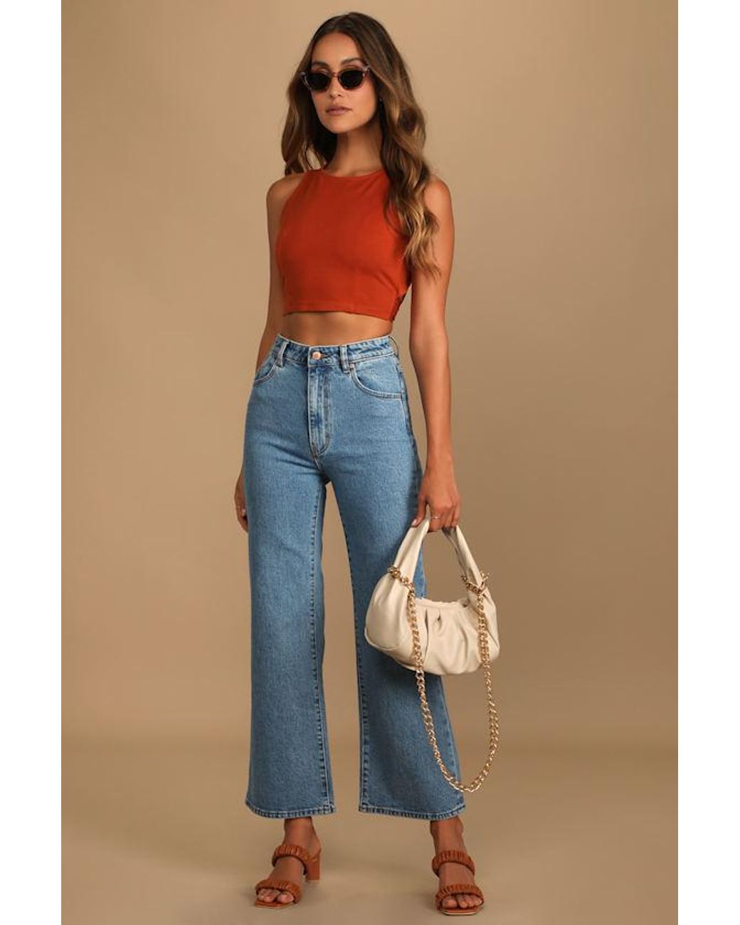 Lulus Blue Let's Tie It Tie-Back Cropped Tank Top