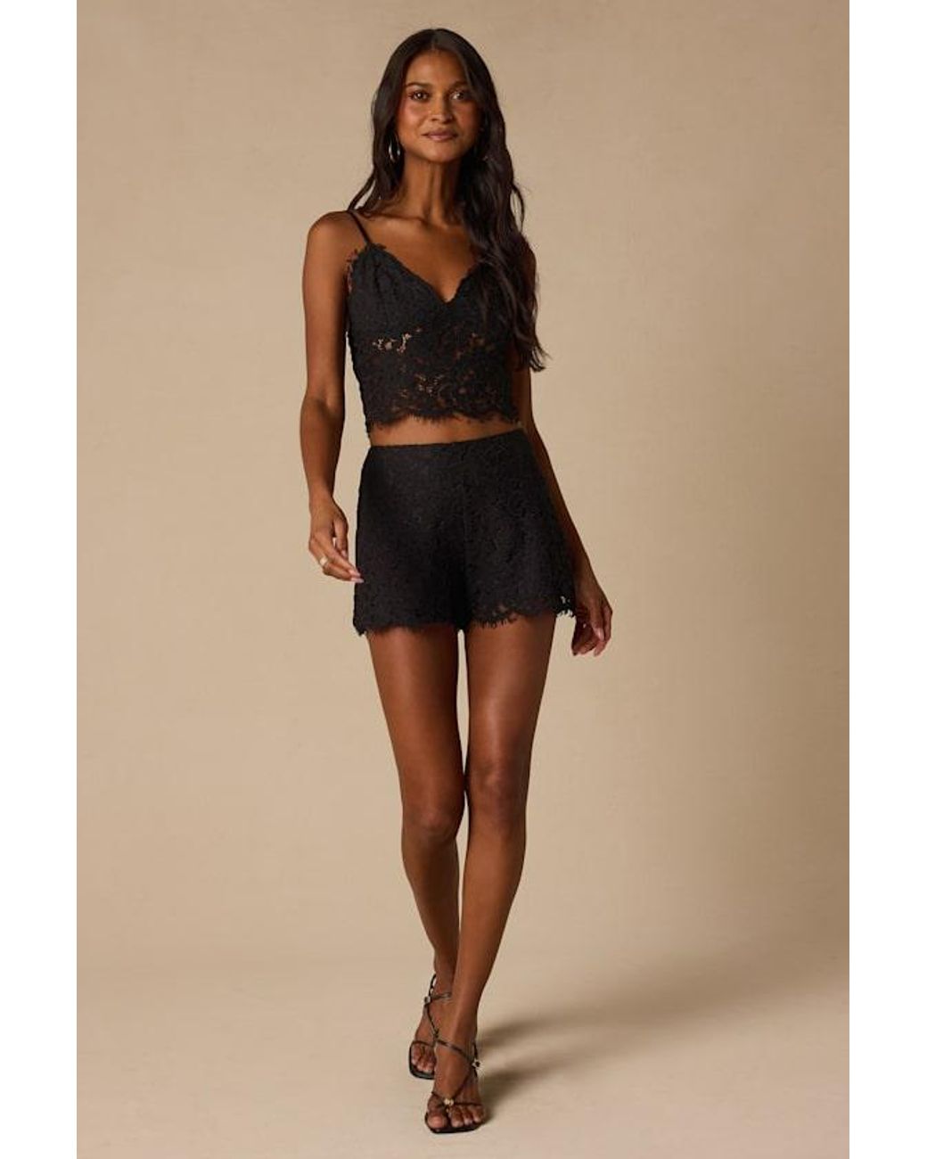 Lulus Black Dalia Lace High-Rise Shorts