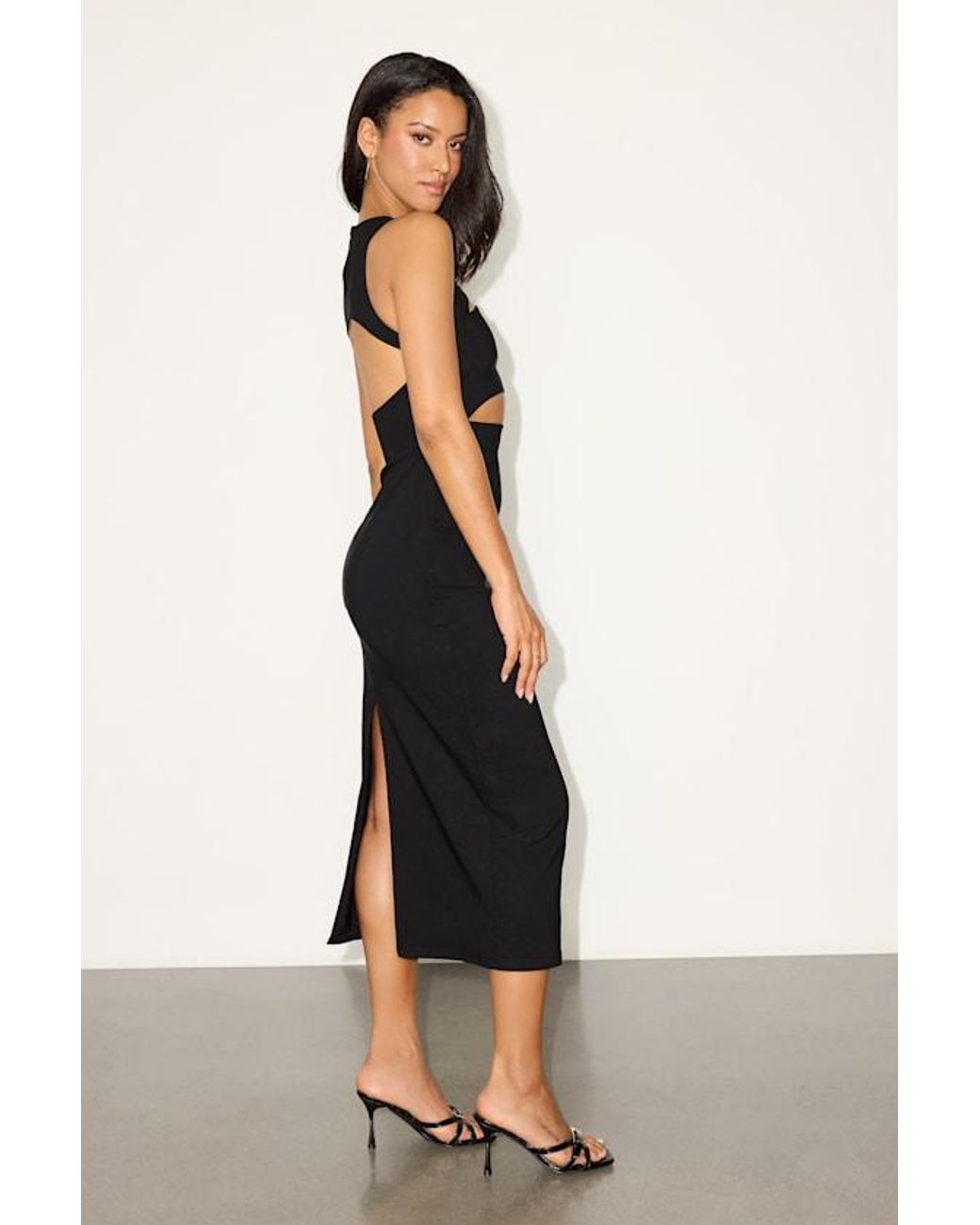 Lulus Black Brenda Cutout Bodycon Midi Dress