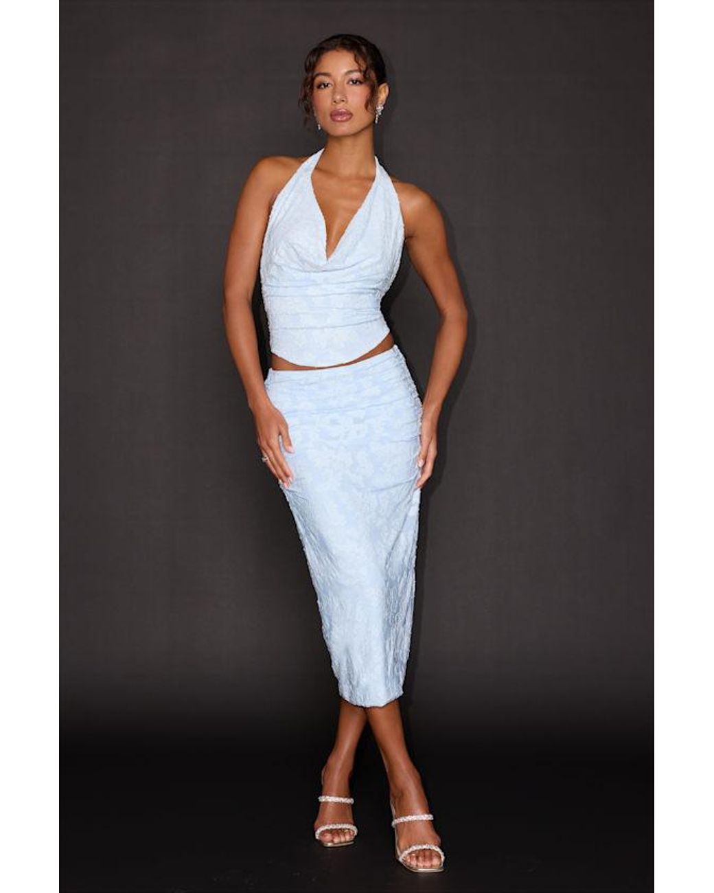Lulus Blue Lyta Floral Jacquard Two-Piece Midi Dress