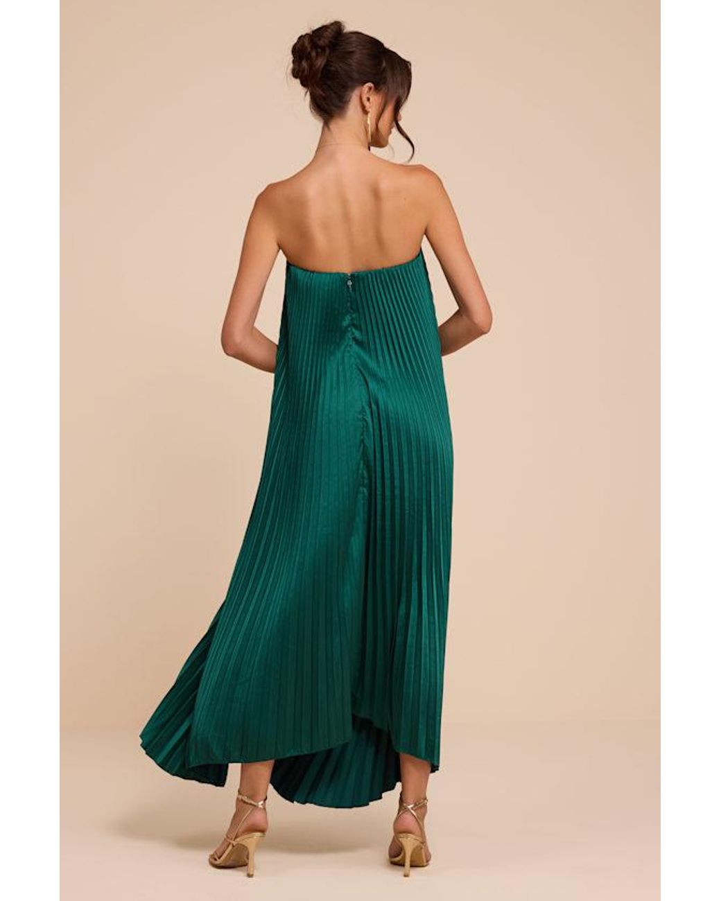 Lulus Green Daylen Emerald Satin Shift Maxi Dress