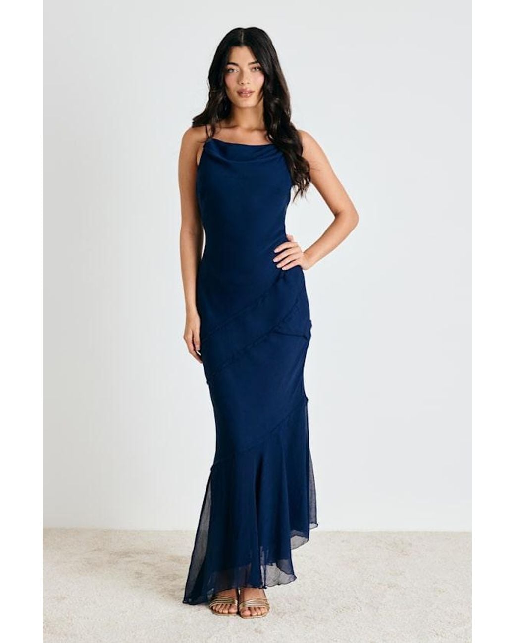 Lulus Blue Lanista Strappy Asymmetrical Maxi Dress