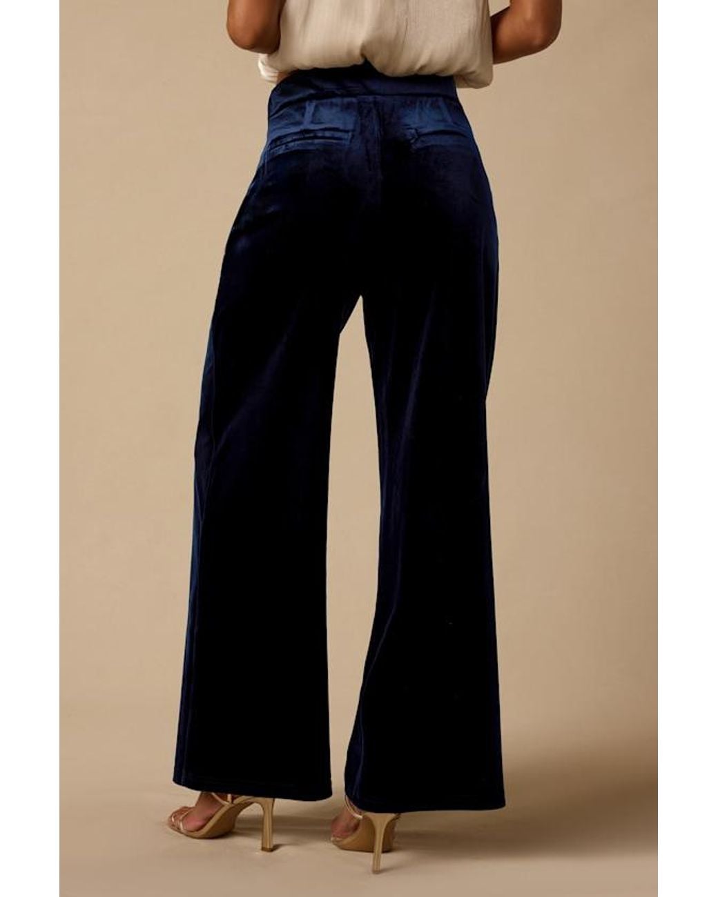 Lulus Natural Haira Velvet Wide-Leg Mid-Rise Trouser Pants