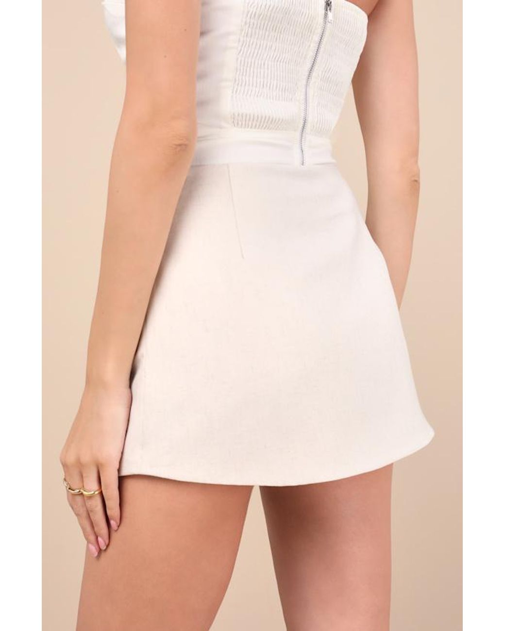 Lulus Natural Maita Linen Mid-Rise Micro Skort