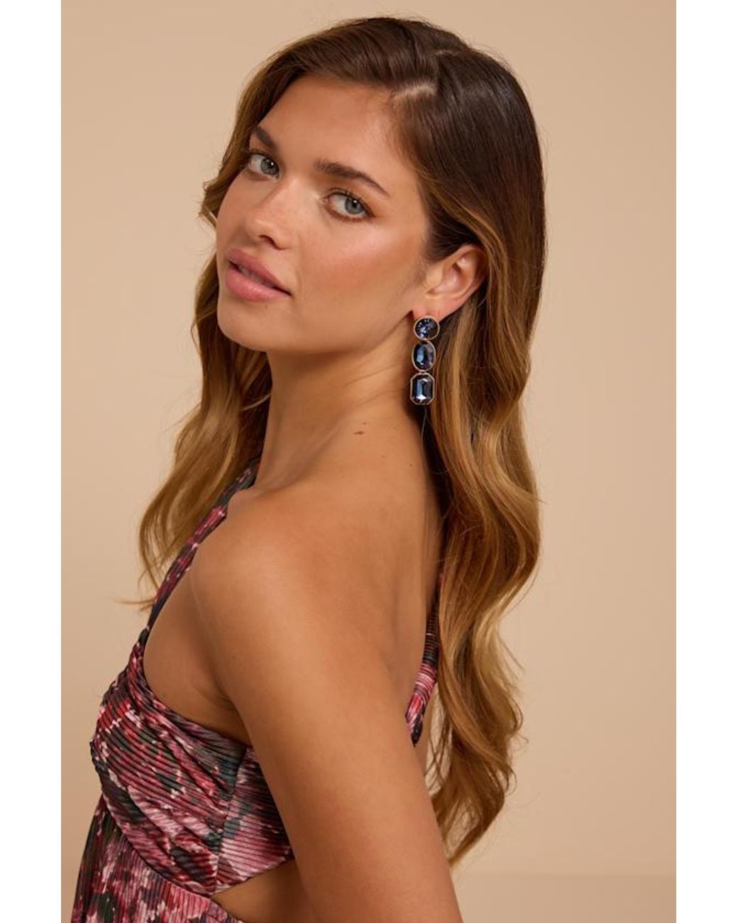 Lulus Brown Zephyr Rhinestone Drop Earrings