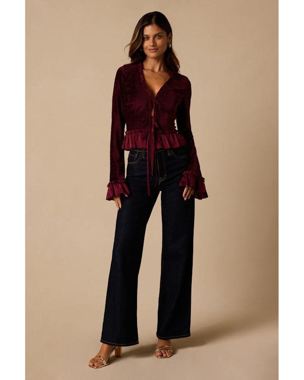 Lulus Purple Wyle Velvet Long Sleeve Top