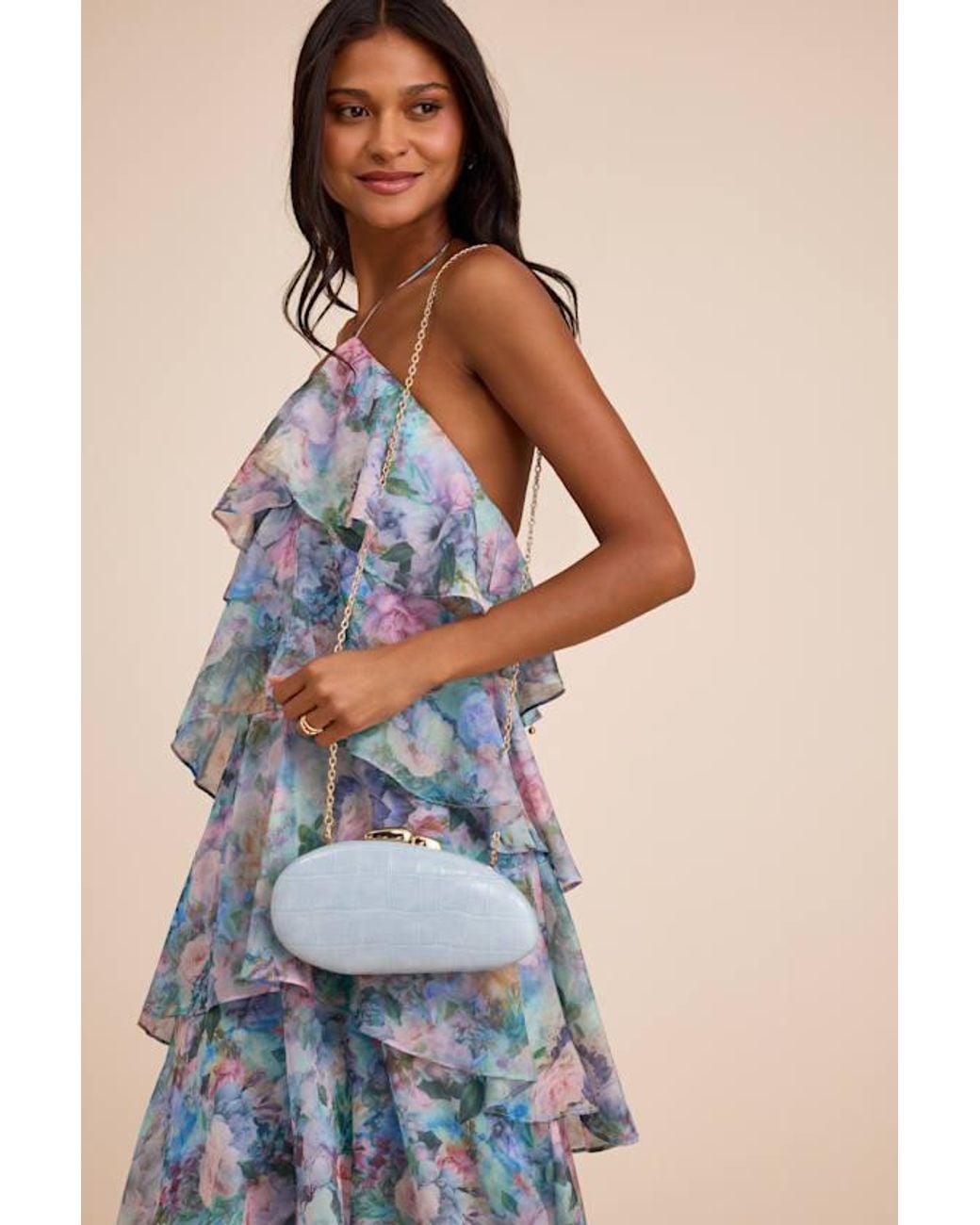 Lulus Blue Dario Asymmetrical Crossbody Clutch