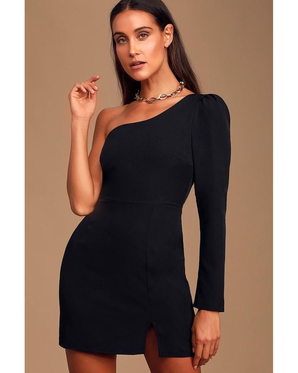 Lulus All Is Well One Shoulder Long Sleeve Bodycon Dress in Blue Lyst UK