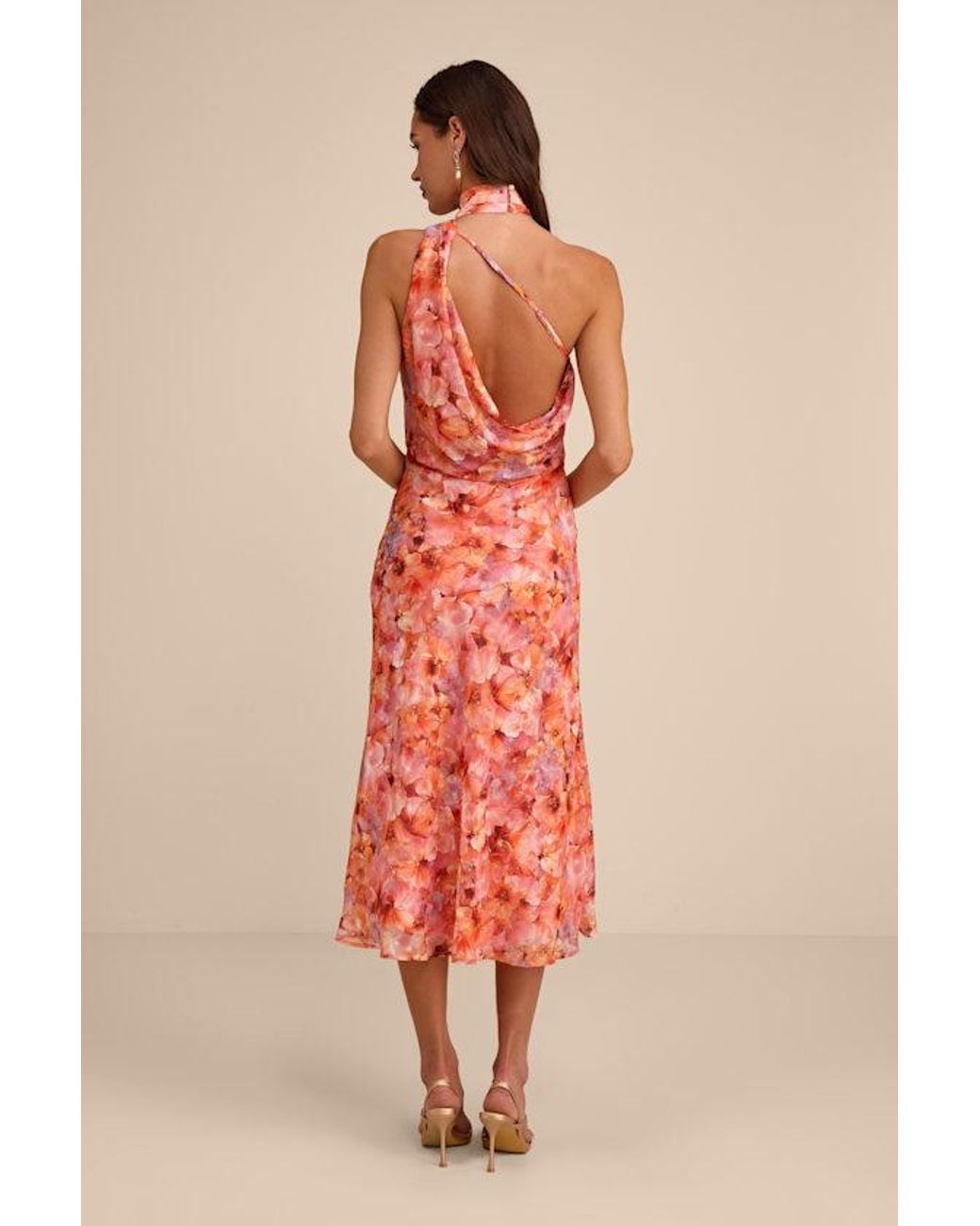 Lulus Pink Ivanna Multi Floral Jacquard Midi Dress