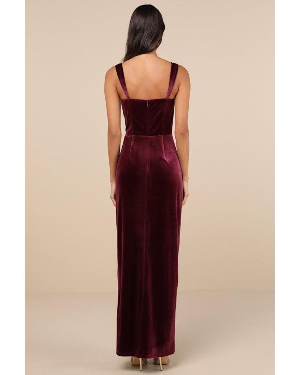 Lulus Purple Pristine Luxury Dark Berry Velvet Bustier Maxi Dress