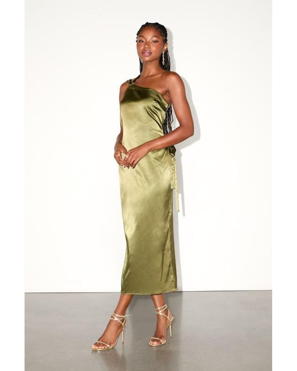 Lulus Yvonne Satin One-Shoulder Midi Dress in Green | Lyst UK Lulus Yvonne Satin One-Shoulder Midi Dress in Green | Lyst UK