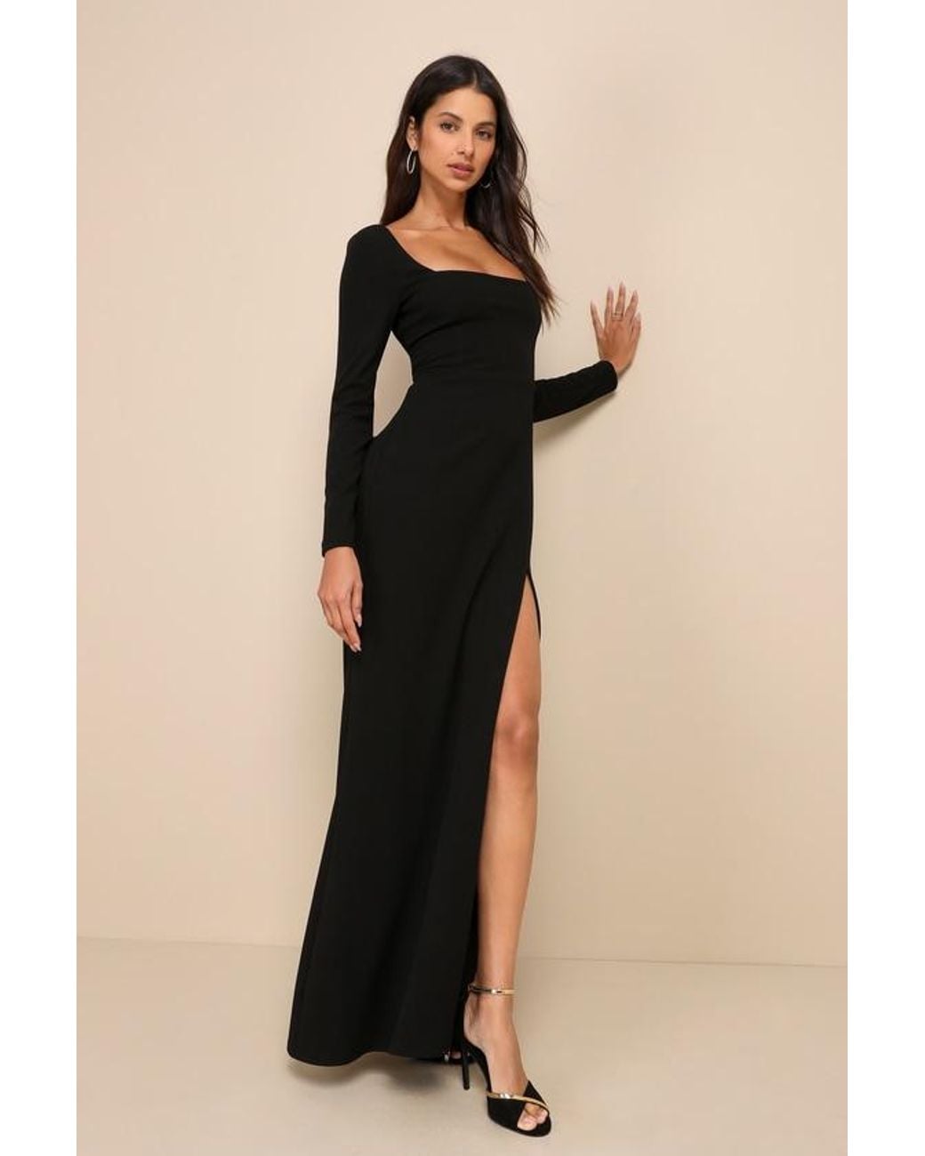 Lulus Black Infinitely Elegant Long Sleeve Maxi Dress