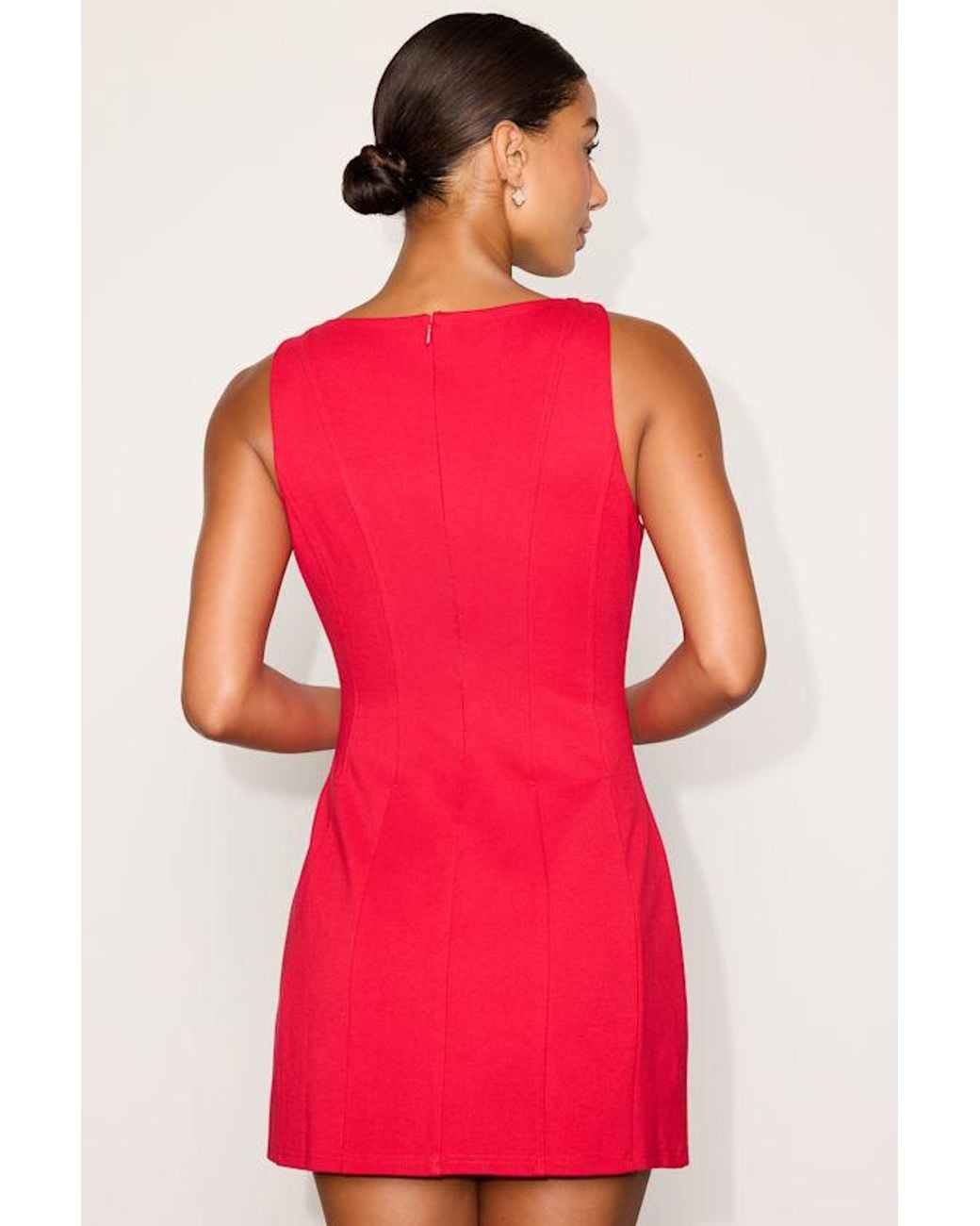 Lulus Red Lavonne Sleeveless Boat Neck Mini Dress