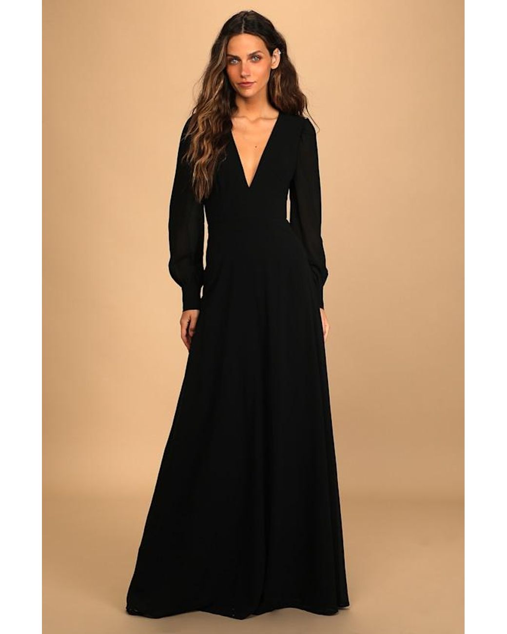 Lulus Black Talk About Divine Long Sleeve Backless Maxi Dress