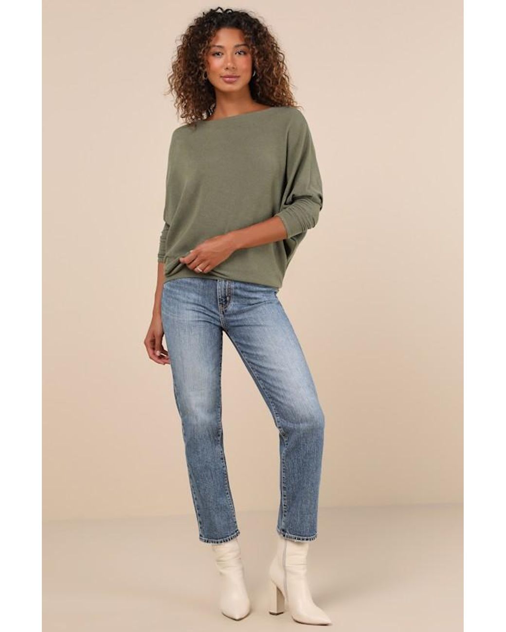 Lulus Basics Green Verla Dolman Sleeve Sweater Top