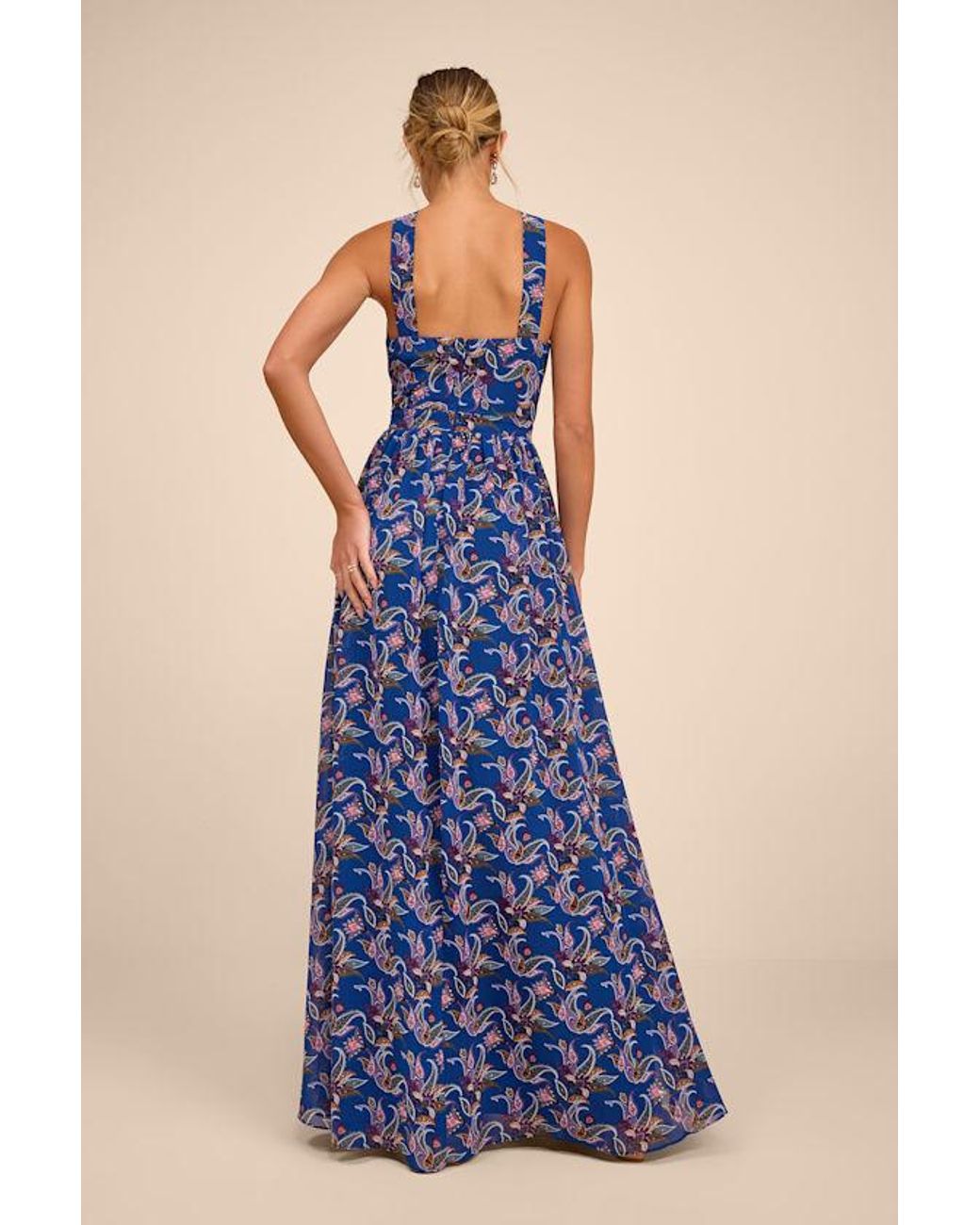 Lulus Blue Lilja Floral Print Maxi Dress
