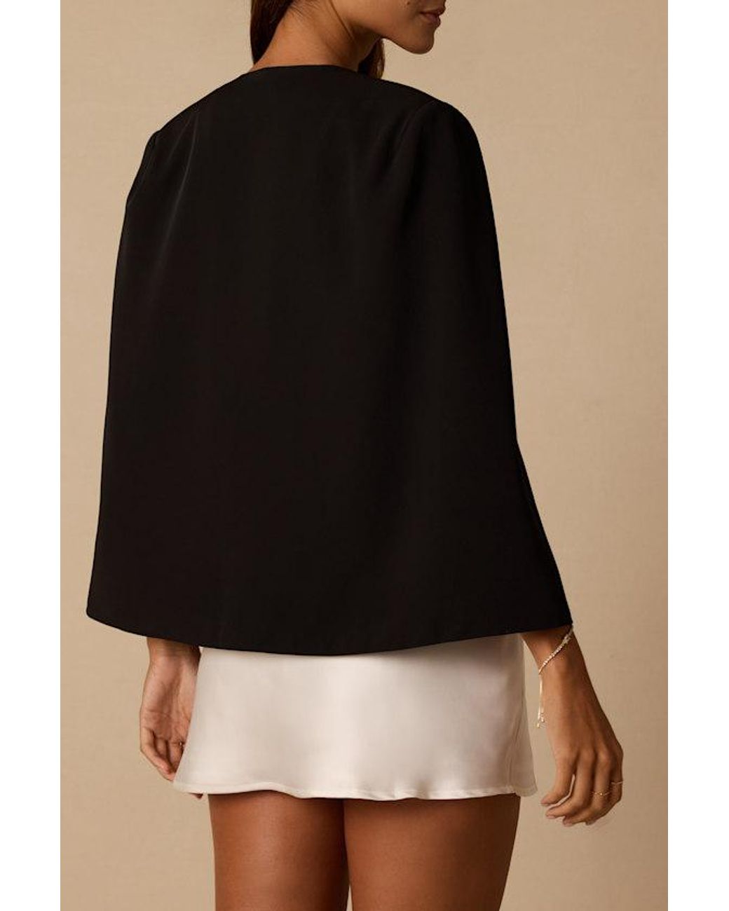 Lulus Black Voguish Charm Split Sleeve Blazer Cape