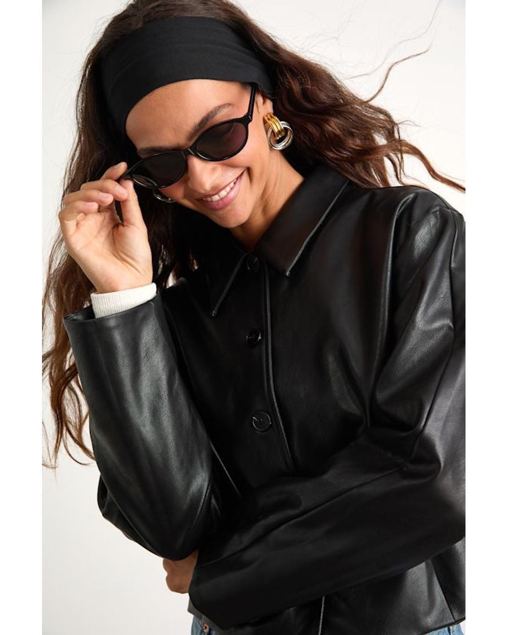 Lulus Black Mariely Vegan Leather Button-Front Cropped Jacket
