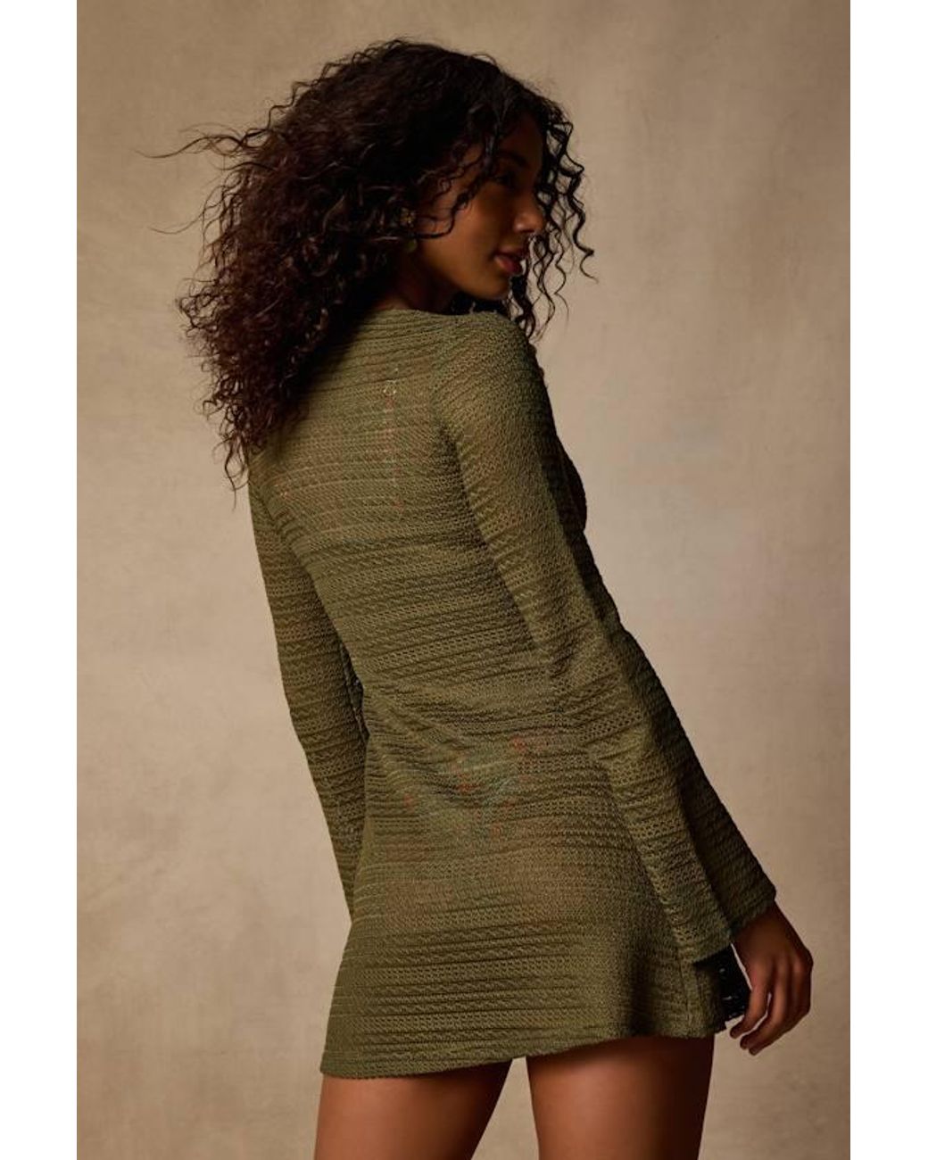 Lulus Green Oceana Sheer Crochet Mini Swim Cover-Up