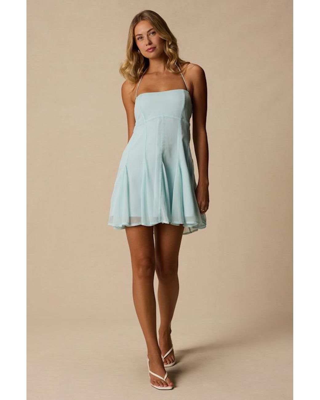 Lulus Blue Sophrina Halter Mini Dress