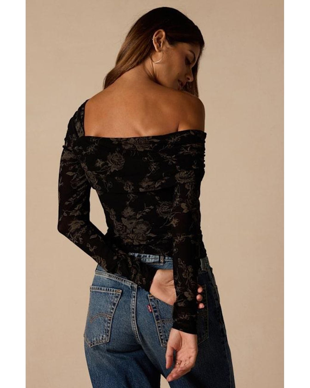 Lulus Blue Melonie Floral Mesh Asymmetrical Top