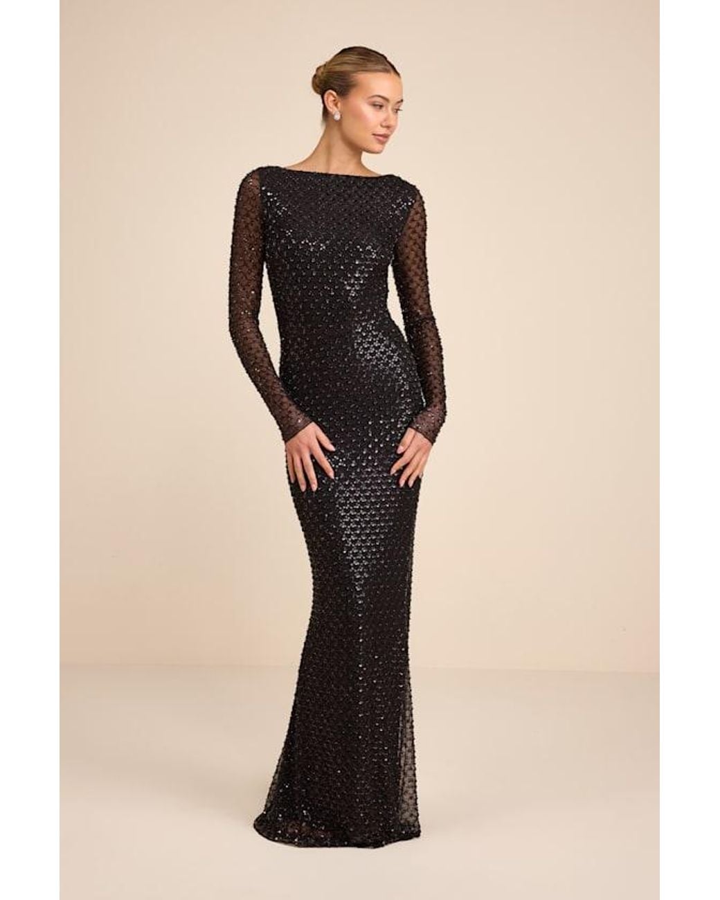 Lulus Black Jalira Mesh Sequin Backless Maxi Dress