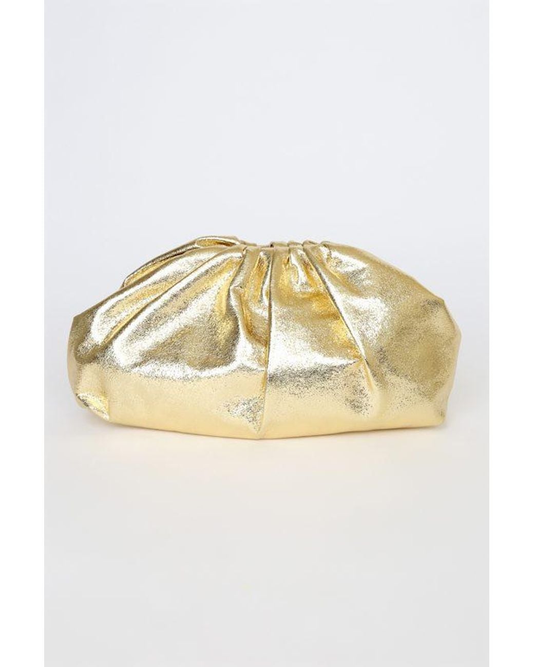 Lulus Black Get Your Trend On Metallic Ruched Clutch