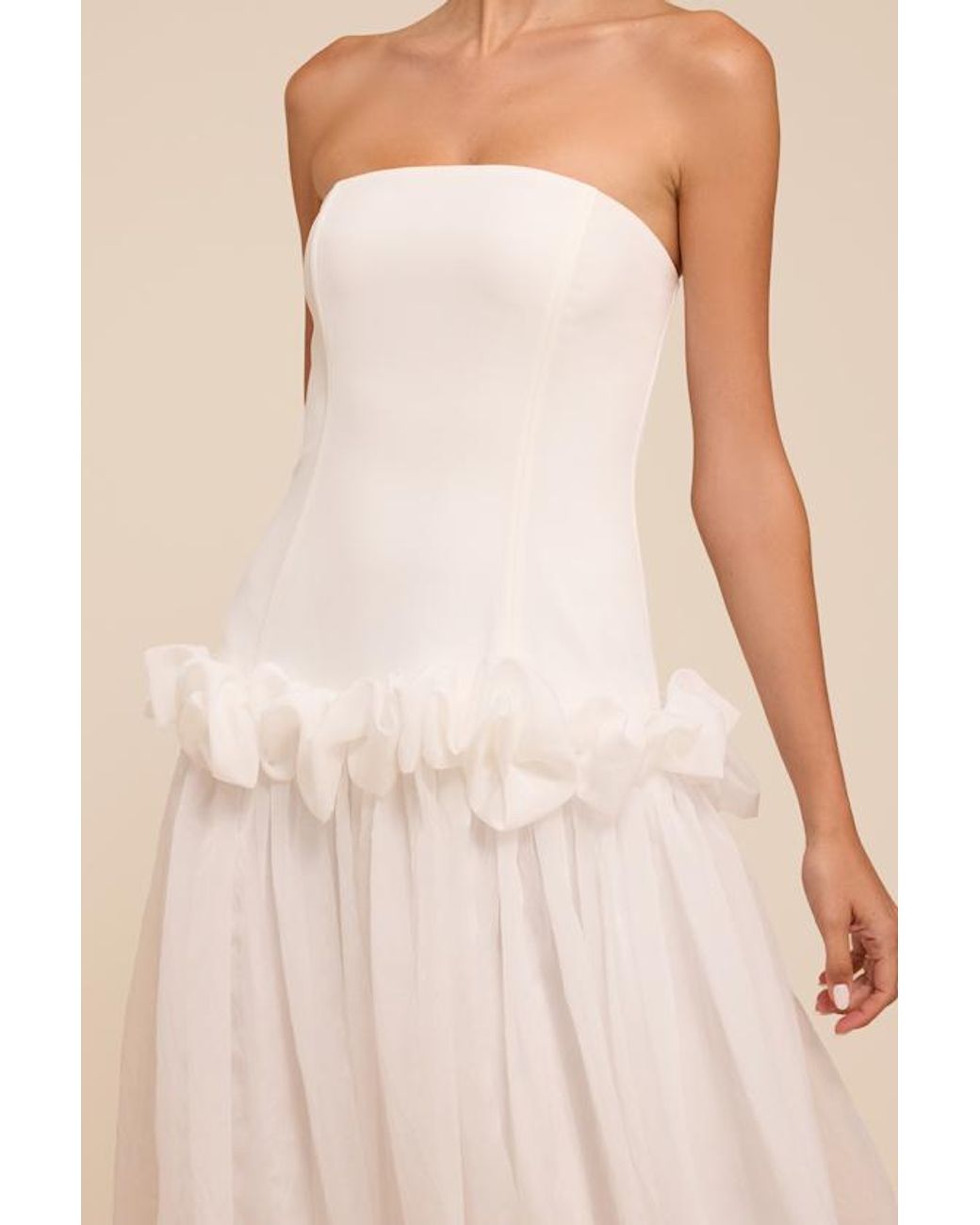 Lulus Natural Ayla Strapless Drop Waist Maxi Dress