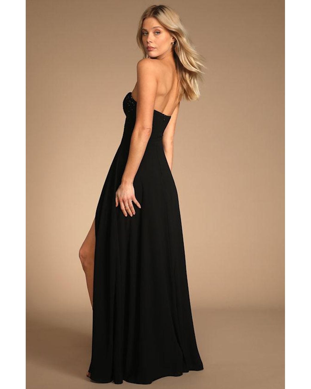 Lulus Black Remember This Moment Rhinestone Strapless Maxi Dress