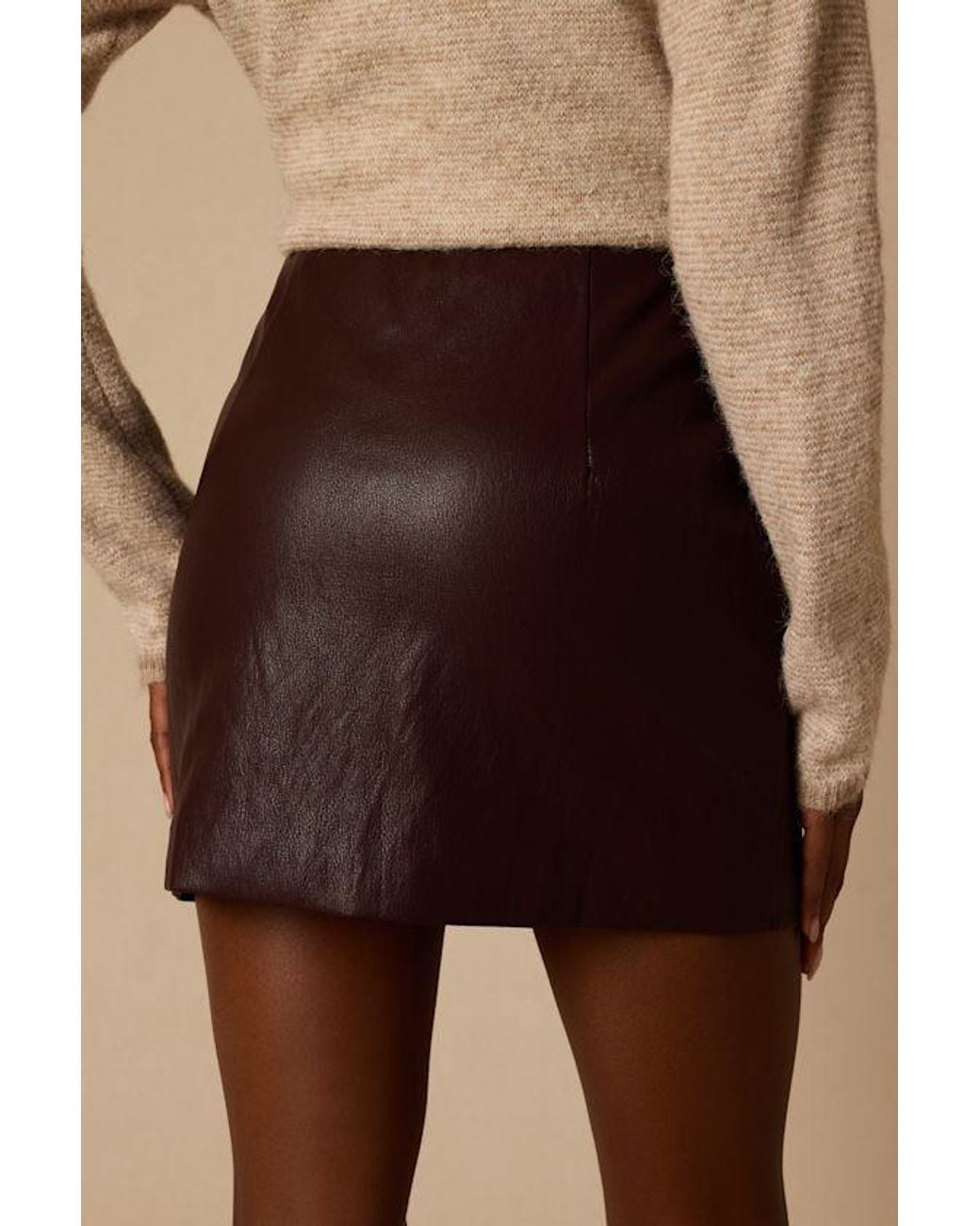 Lulus Natural Lewiston Dark Vegan Leather Mini Skirt