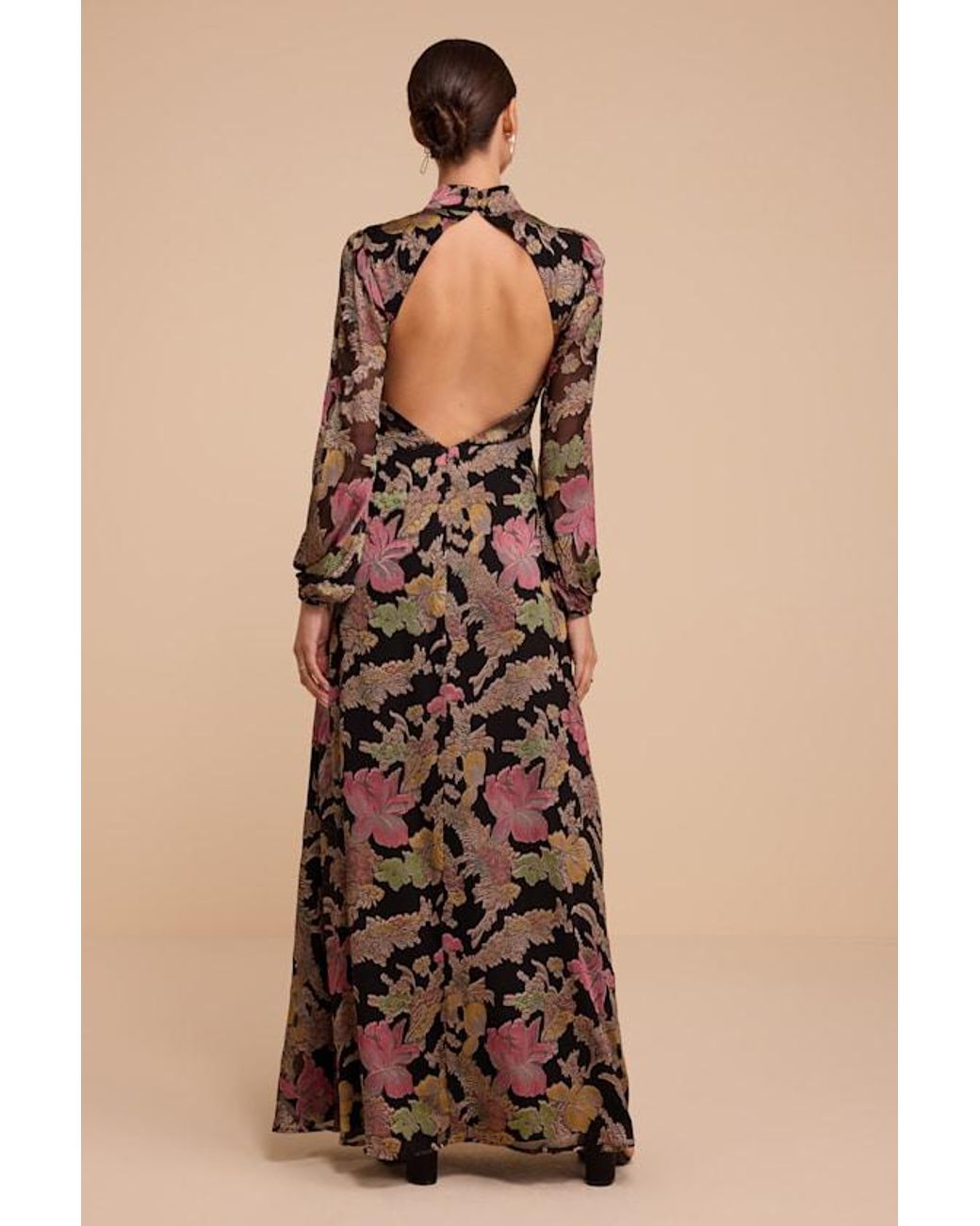 Lulus Natural Ines Floral Long Sleeve Maxi Dress