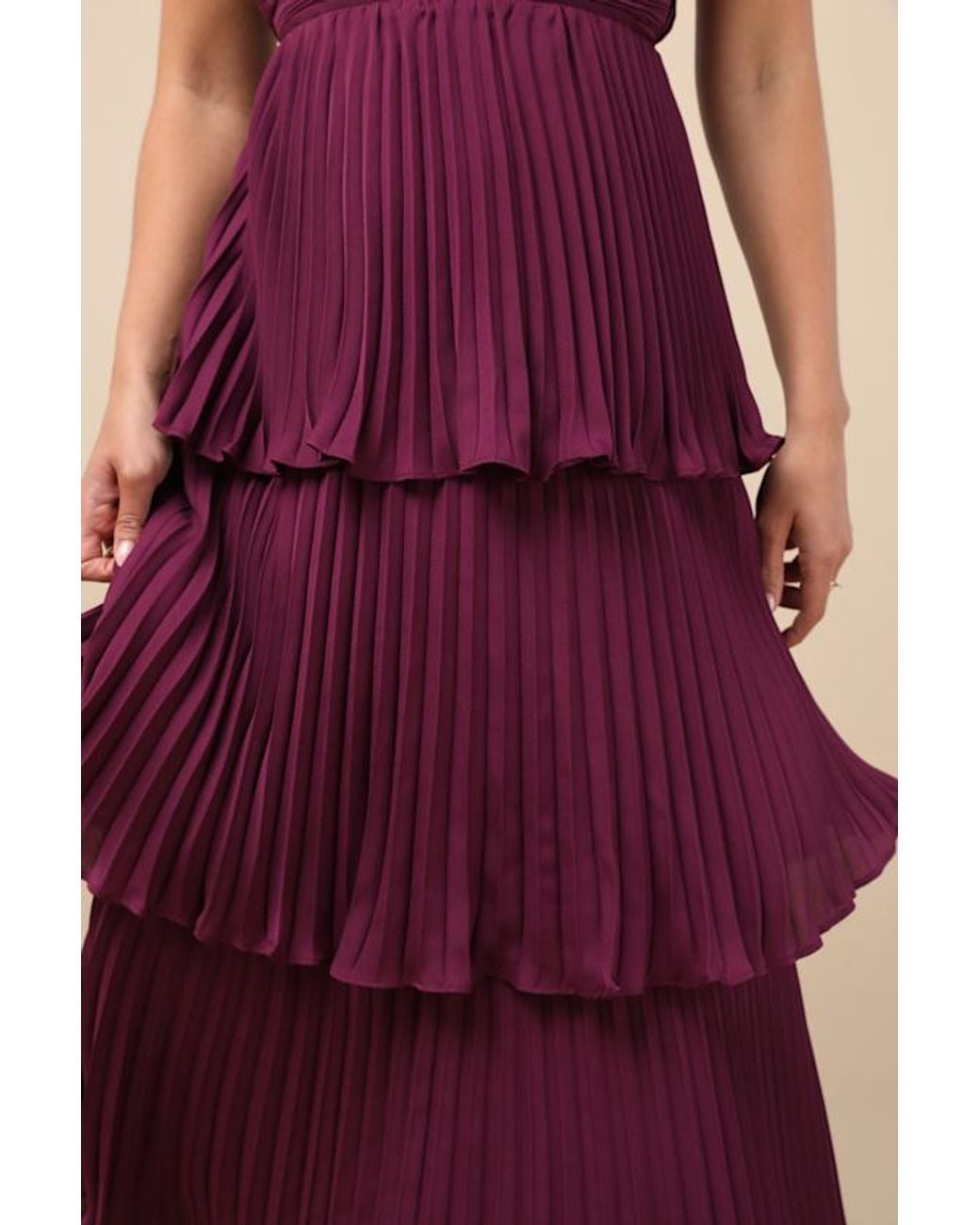 Lulus Purple Cascading Crush Tiered Bustier Midi Dress