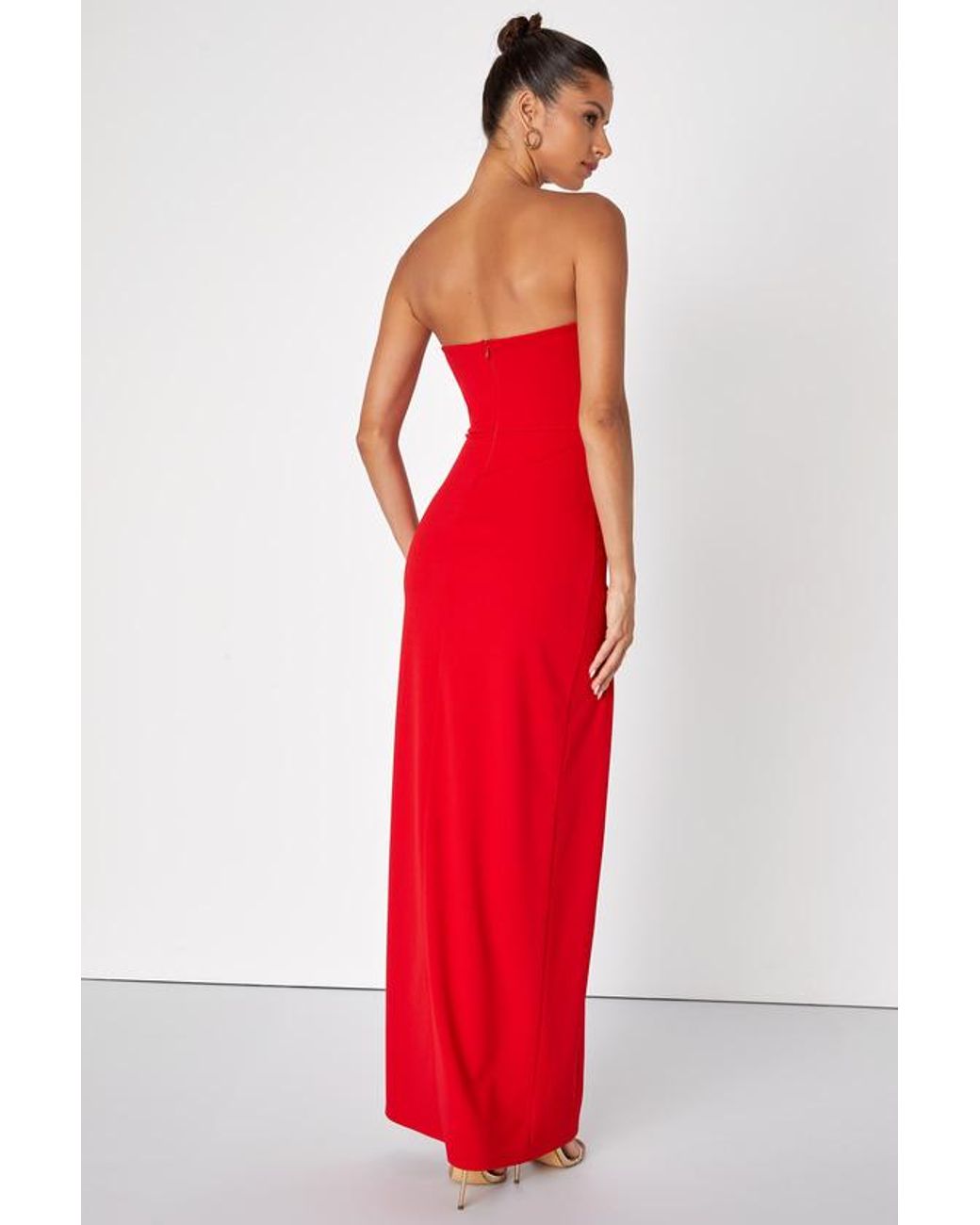 Lulus Red Dedicated To Glamour Strapless Maxi Dress