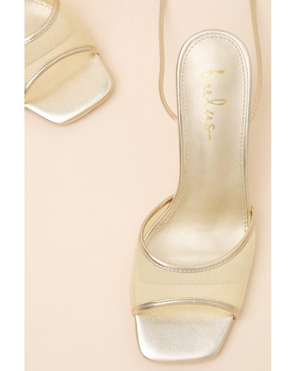 Lulus Natural Harlan Mesh Lace-Up High Heel Sandals