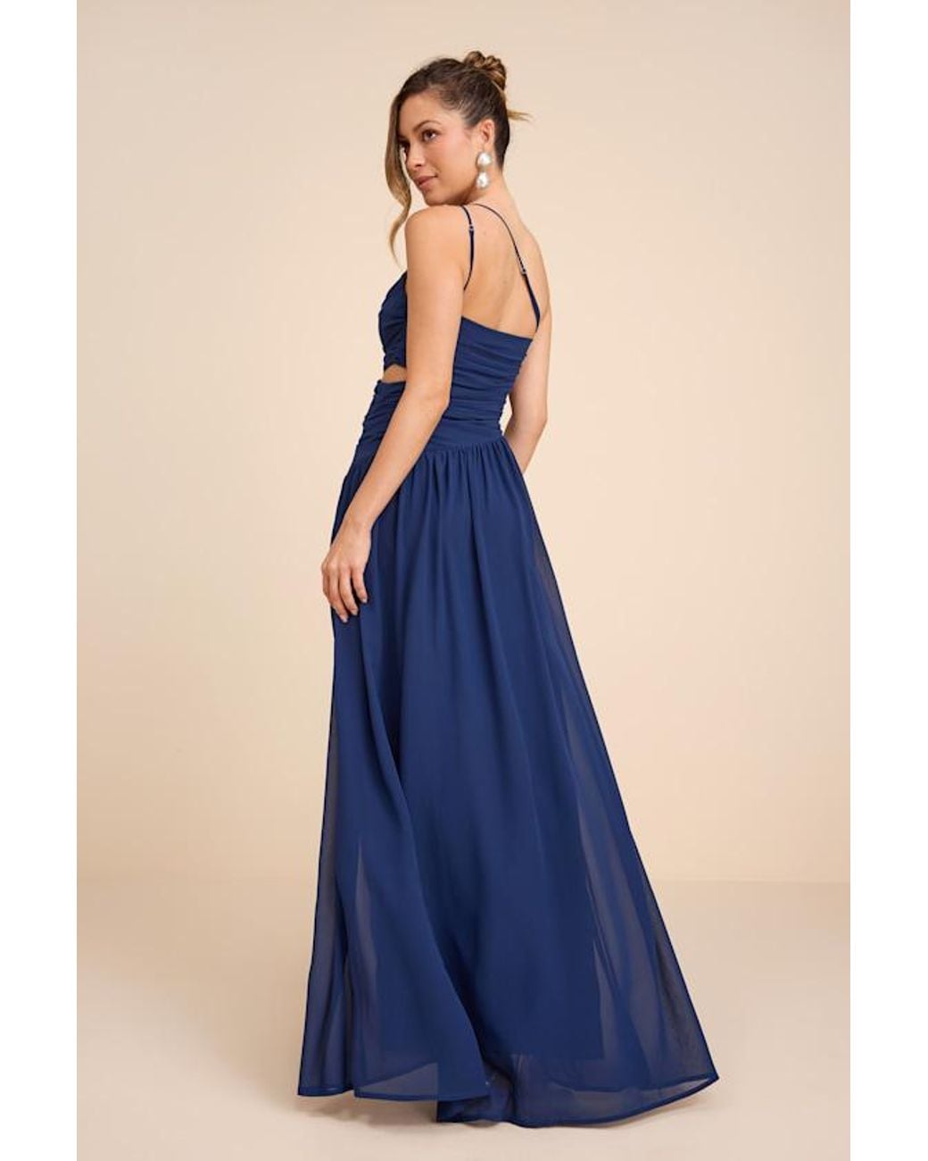 Lulus Blue Marcela Ruched One-Shoulder Maxi Dress