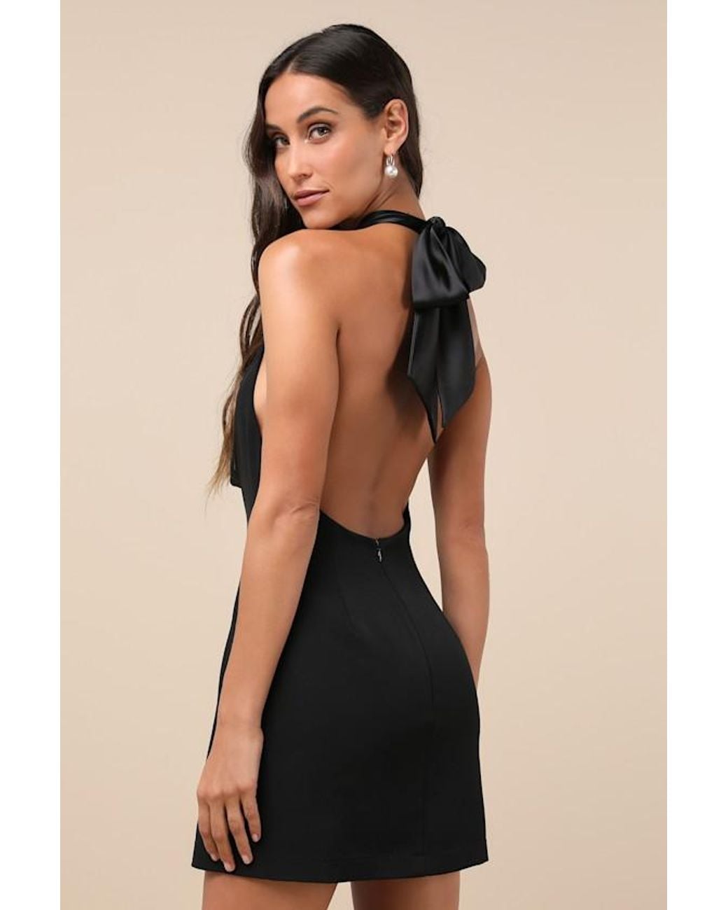 Lulus Natural Perfected Finesse Cowl Halter A-Line Mini Dress