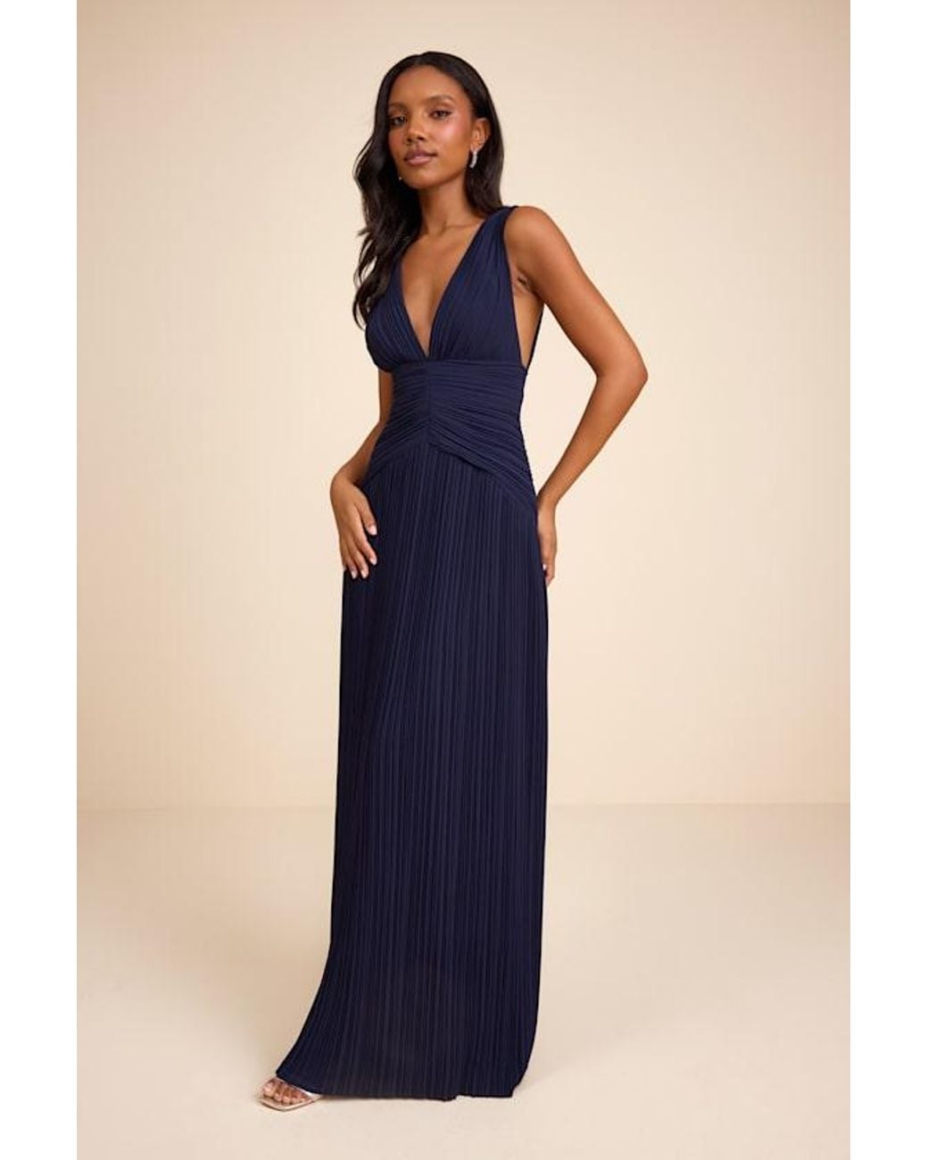 blue drop waist maxi dress Heaven Sent Drop Waist Ruched Maxi Dress Blue Harbor / Medium main image 1