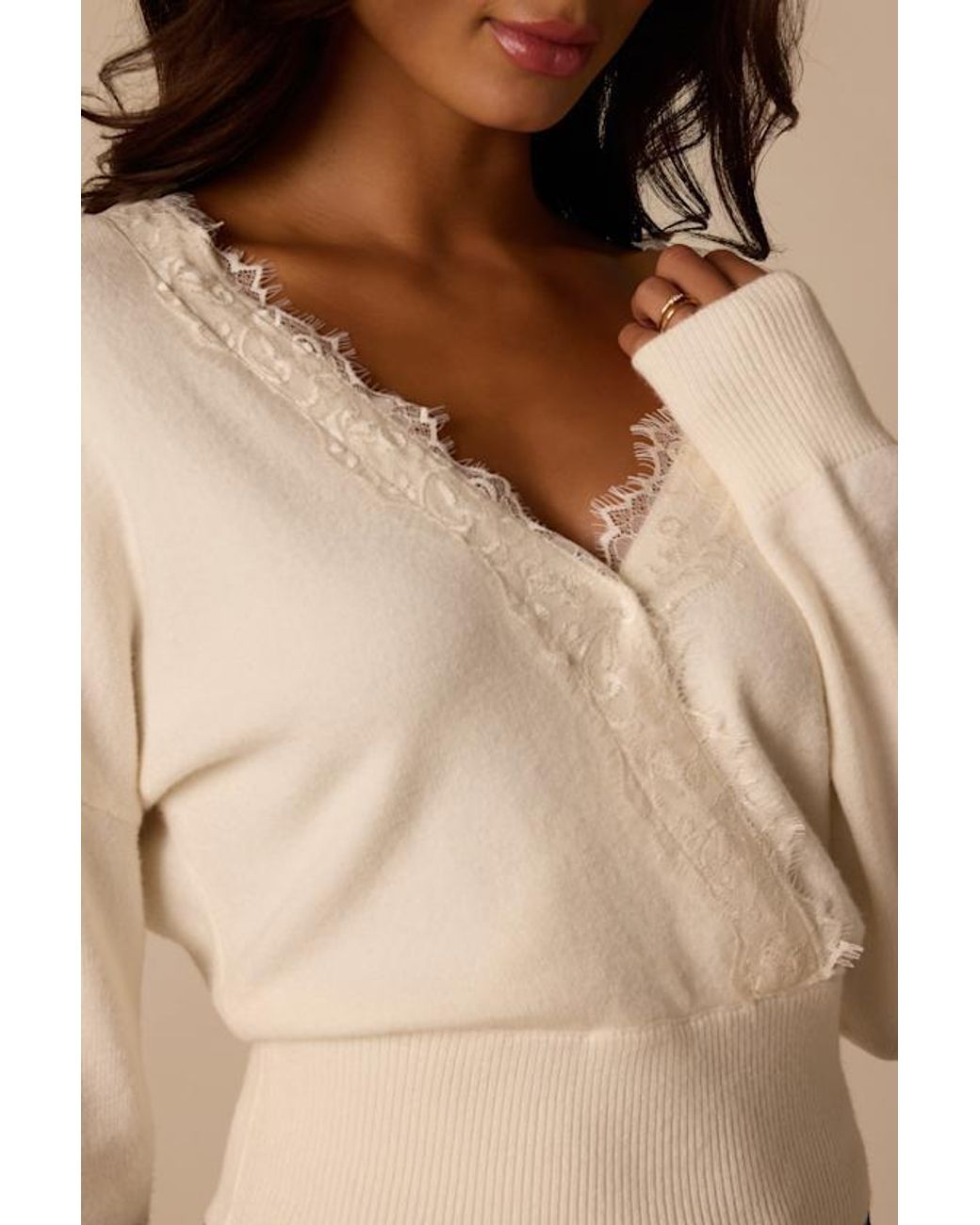 Lulus Natural Flavia Lace Sweater